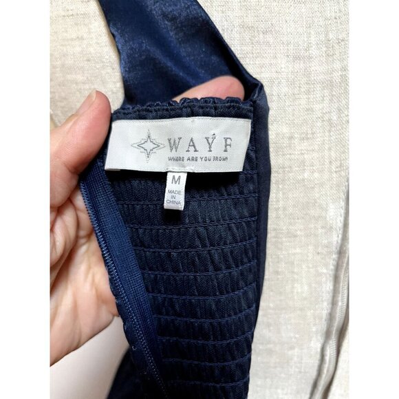 WAYF Corset Midi Dress Fit + Flare Midnight Blue Satin Retro 80s Prom Style Glam - Picture 10 of 12